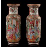 2 porcelain Famille Rose Cantonese vases