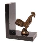 Marble bookend with bronze sculpture