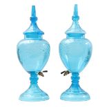 2 blue crystal jugs