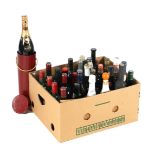 Box with 28 bottles of liquor