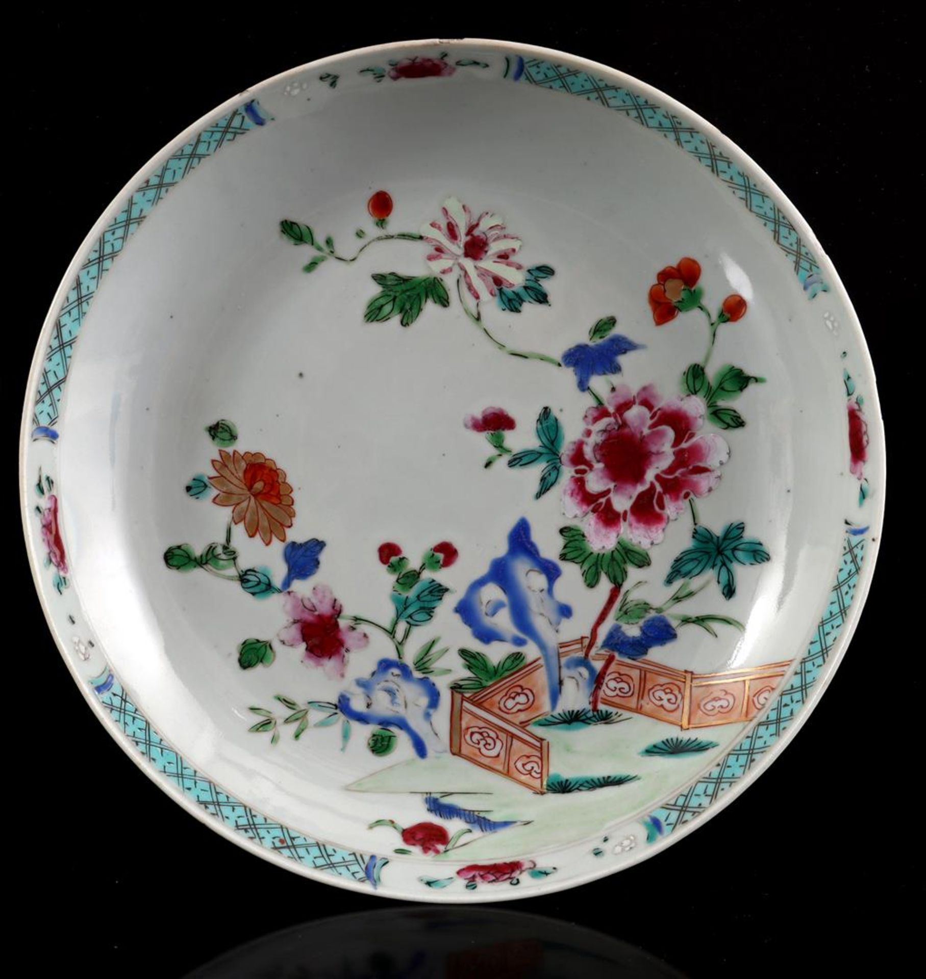 3 porcelain Famille Verte/Rose dishes - Image 4 of 7