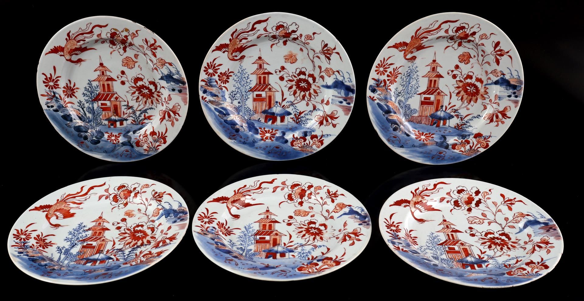 6 porcelain dishes, Qianlong