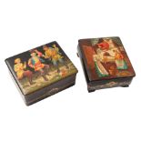 2 wooden Russian lacquer boxes