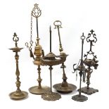 6 brass standing oriental oil lamps