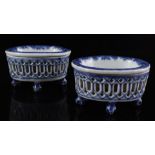 2 porcelain salt cellars, Kangxi