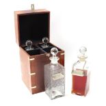 Box with 4 glass decanters