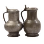 2 Tin lidded jugs