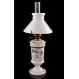 Glass and opaline glass table oil lamp