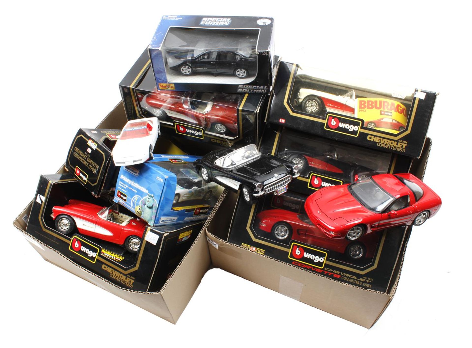 2 boxes scale model cars