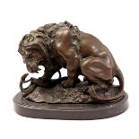 Decorative bronze sculpture of a lion