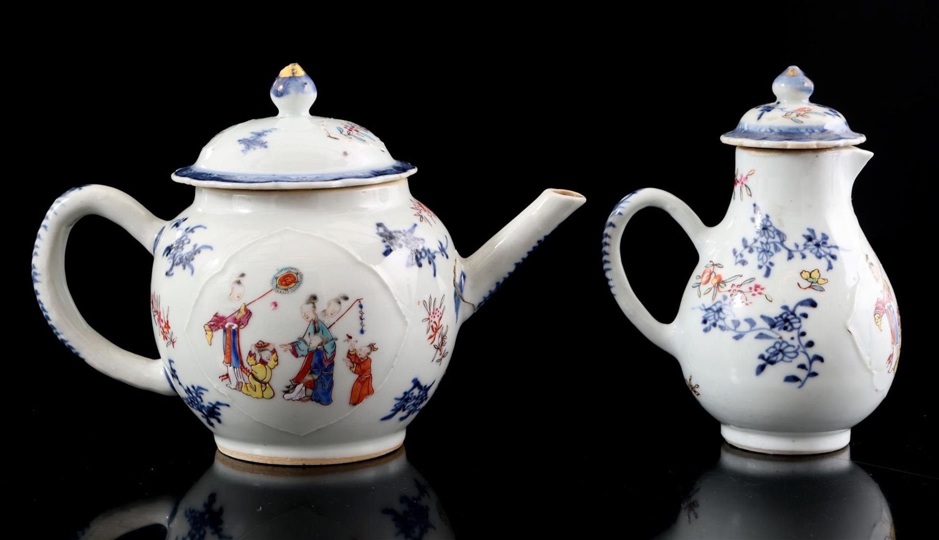 Porcelain teapot and cream jug, Qianlong