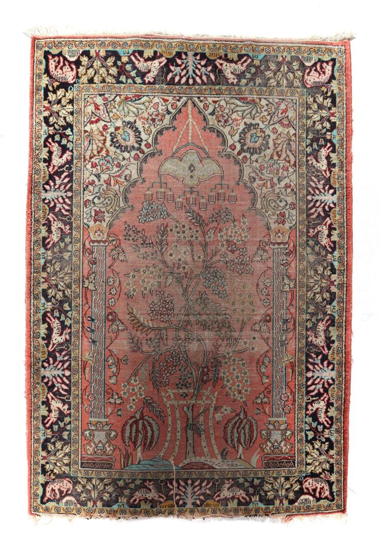 Hand-knotted cashmere silk carpet, 150x110 cm