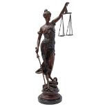 Metal statue of Lady Justice