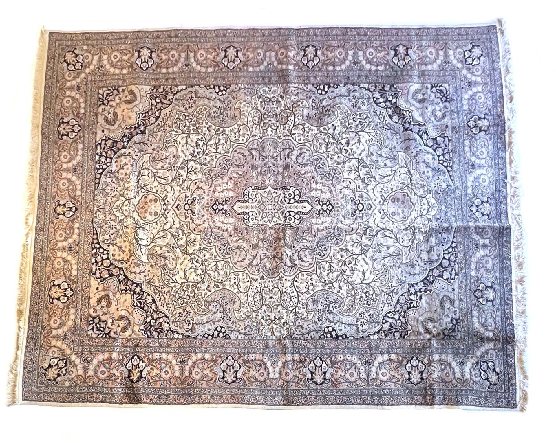Hand-knotted cashmere silk carpet
