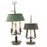 2 metal bouillot table lamps