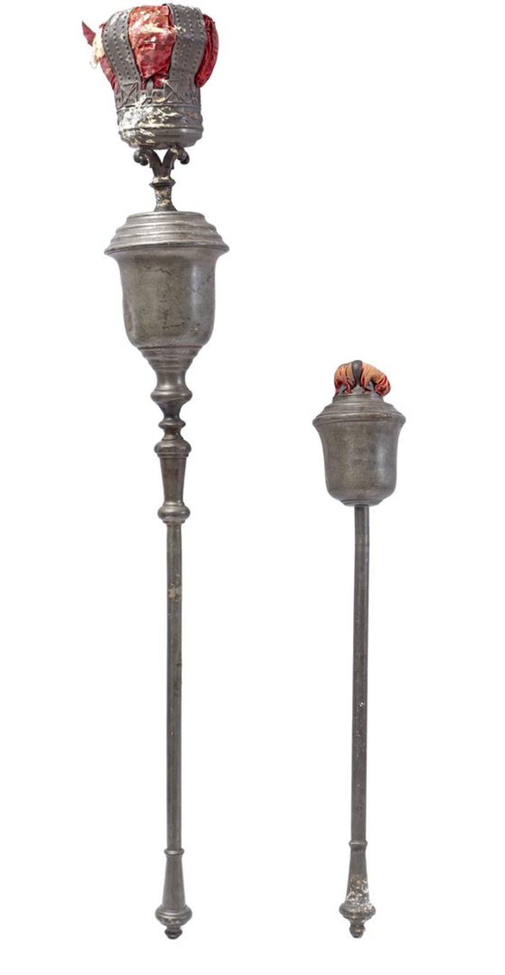 2 pewter stanchions