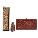3 lacquered wooden carvings