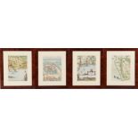 4 topographical lithographs