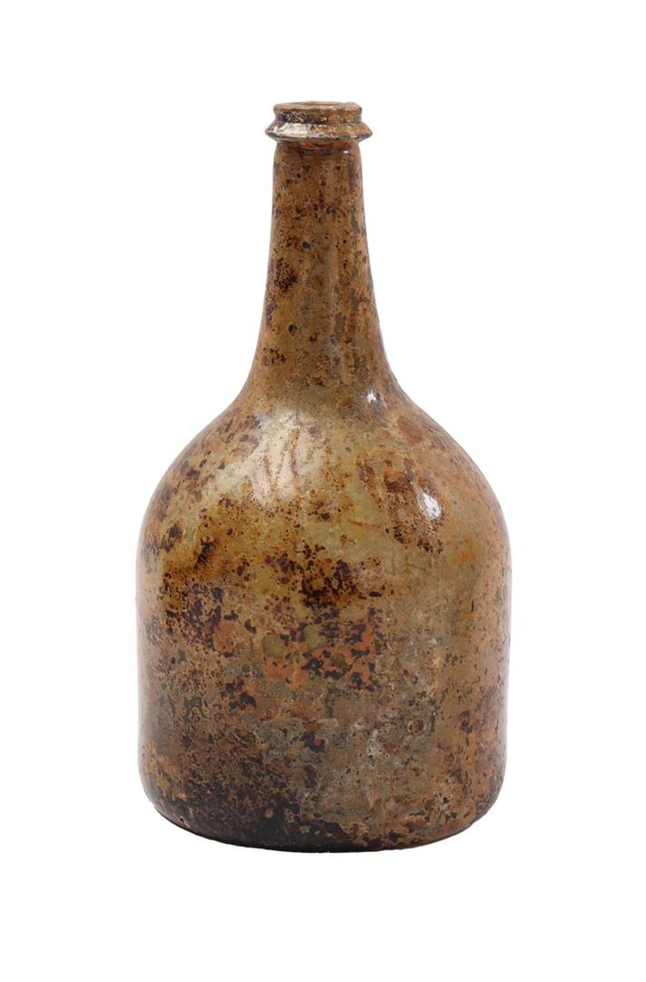 A green-brown glass bottle