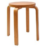 Curved birch wood stool