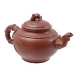 Yixing teapot with bamboo decor, 20th