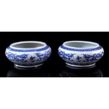 2 porcelain bowls with blue dragon decor, 21th