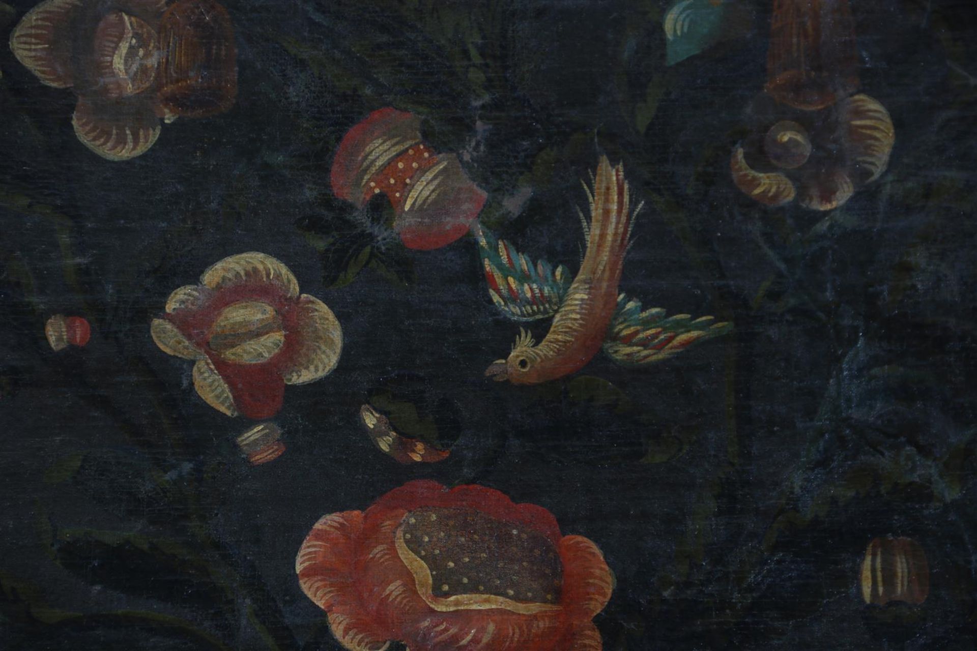 7-piece decorative screen consisting of painted linen with floral decor with birds - Bild 5 aus 24