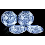 4 octagonal porcelain dishes, Qianlong