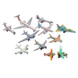 11 tin toy airplanes