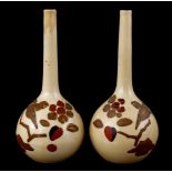 2 earthenware Satsuma pipe vases