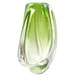 Val St. Lambert green glass vase