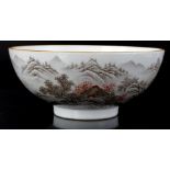 Porcelain bowl with landscape decor