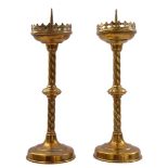 2 brass pen candlesticks