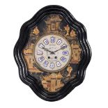 Oeil de boeuf wall clock with chinoiserie painted dial