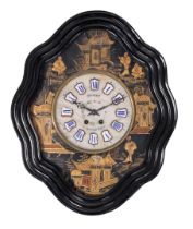 Oeil de boeuf wall clock with chinoiserie painted dial