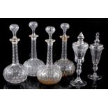 4 decanters 2 lid coupes