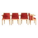 4 oak Art Deco armchairs with turtle heads