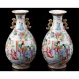 2 porcelain Cantonese vases, 19th