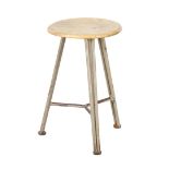 Iron stool with beech wood seat
