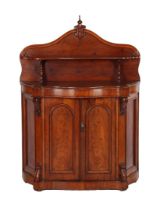 Mahogany veneer cabinet with upstand and 2 doors