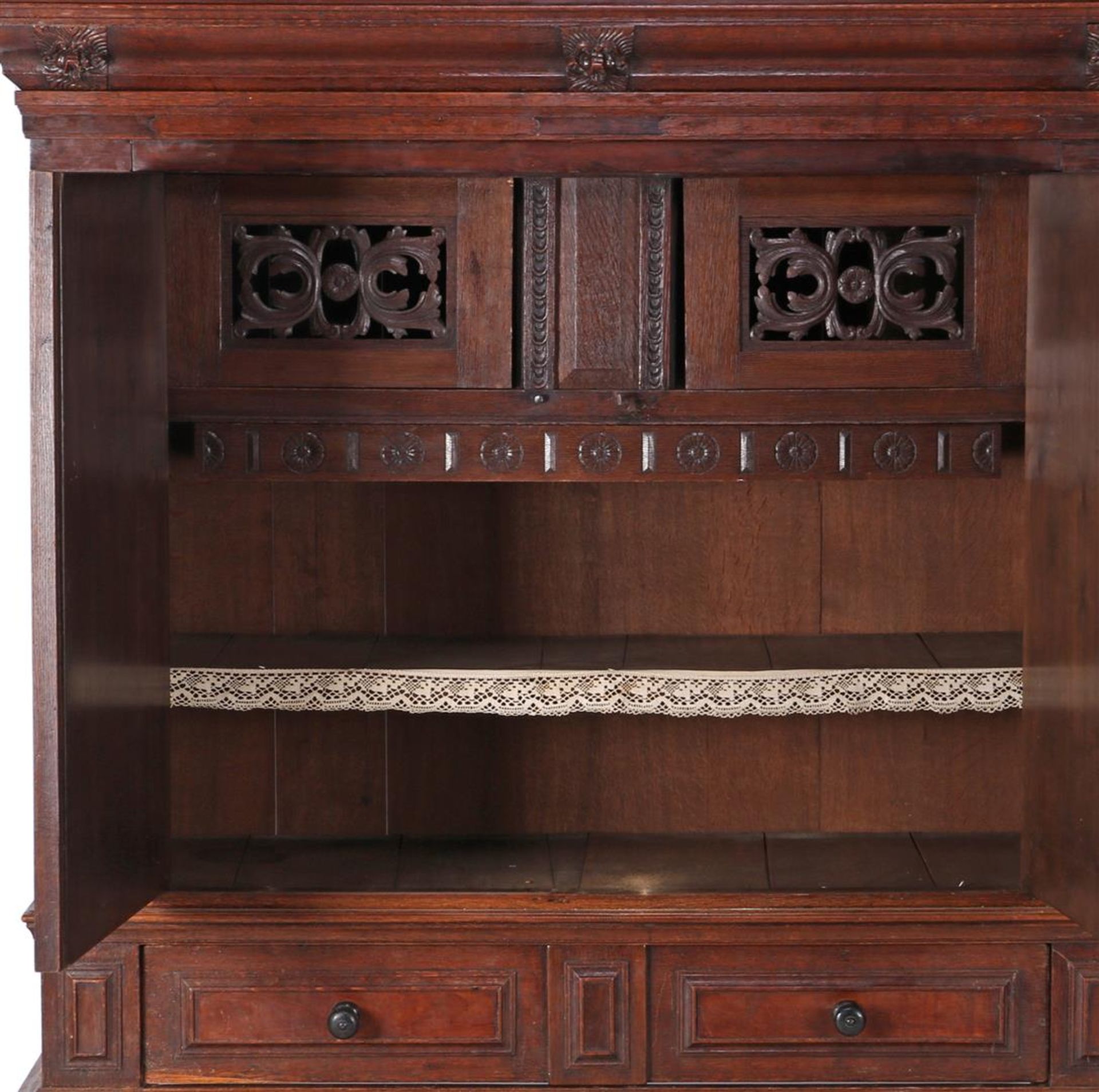 Oak 2-door vine cabinet with 2 drawers, Holland 19th century - Image 3 of 3