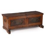 Oak blanket chest with polychrome painted front