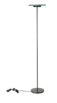 Metal floor lamp with circular glass top