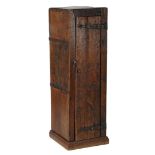 Solid oak 1-door cupboard with iron fittings, Spain ca. 1800