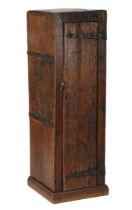 Solid oak 1-door cupboard with iron fittings, Spain ca. 1800