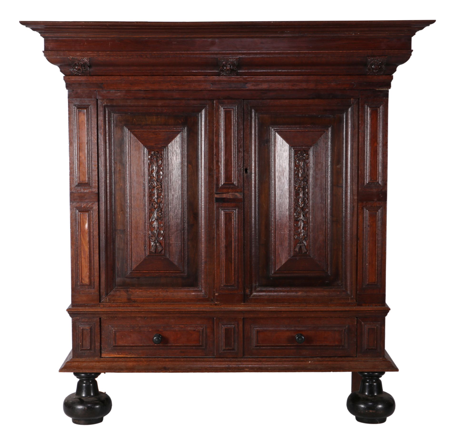 Oak 2-door vine cabinet with 2 drawers, Holland 19th century