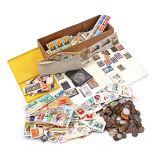 Lot various stamps and coins