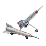 2 tin toy rockets