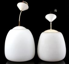 2 opaline glass hanging lamps