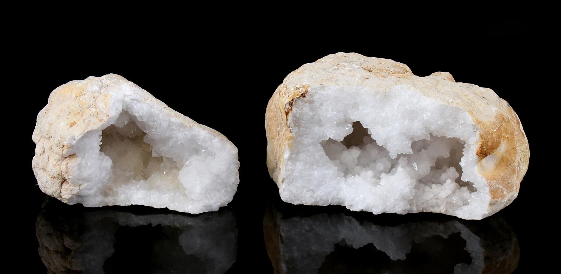 2 rock crystal geodes